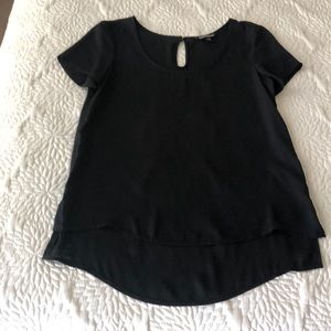 Express Scoop Neck Black Sheer Blouse